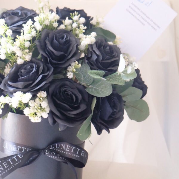 Blooming Box Black Roses Artificial Hadiah Wisuda Cowok Birthday - Image 2